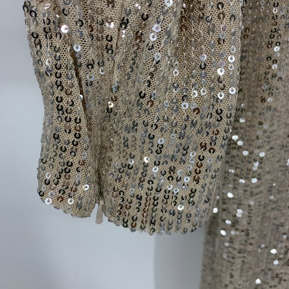 IEENA Mac Duggal Dress 26395 Long Sleeve Sequin Wrap V Neck Gown - Picture 15 of 16